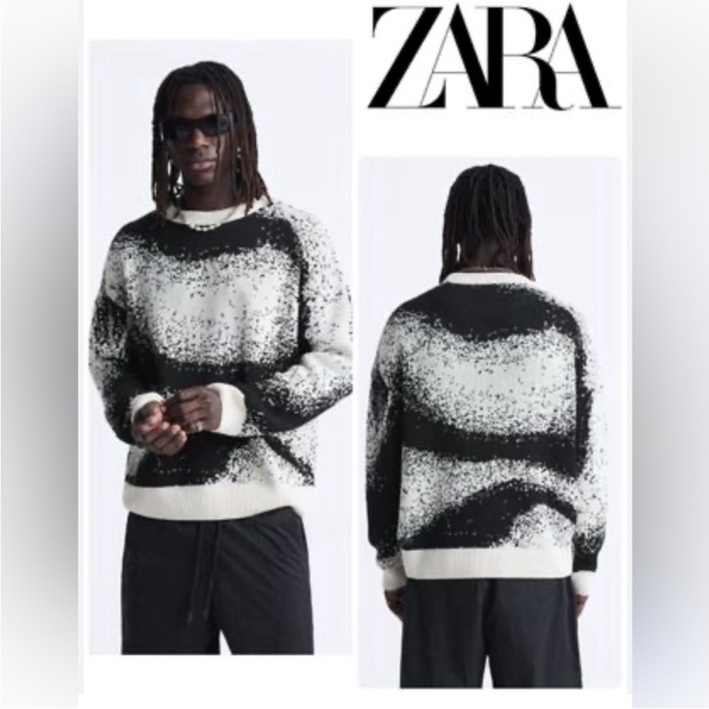 ZARA PIXELATED JACQUARD SWEATER sz XL